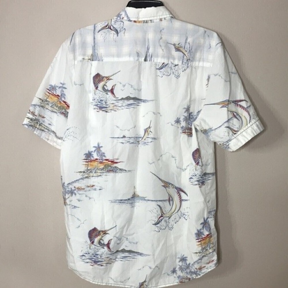 Tommy bahama 100% cotton button up short sleeve shirt with swordfish size M - Picture 9 of 13